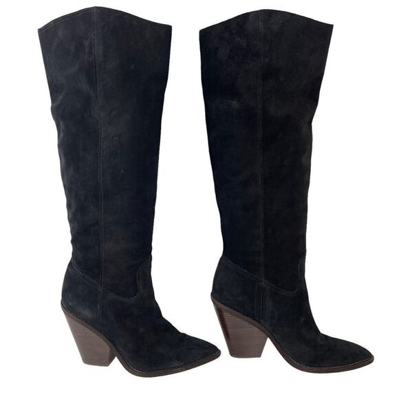 Sam Edelman Black Indigo Suede Leather Knee High Pointed Toe Boot Size 8.5 - Picture 16 of 16